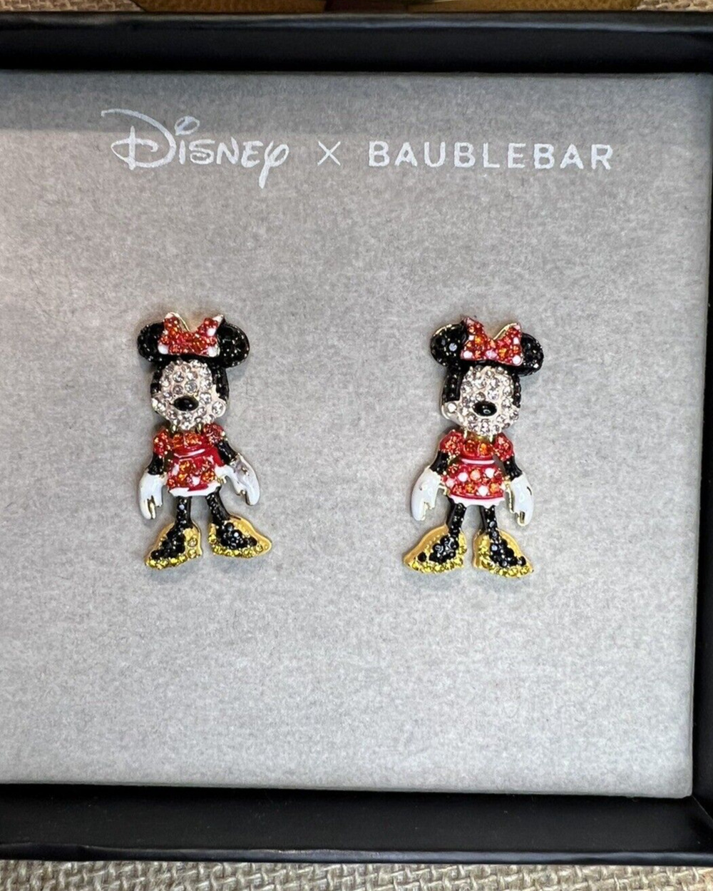 Disney x Baublebar Minnie Mouse Rhinestone Earrings NEW